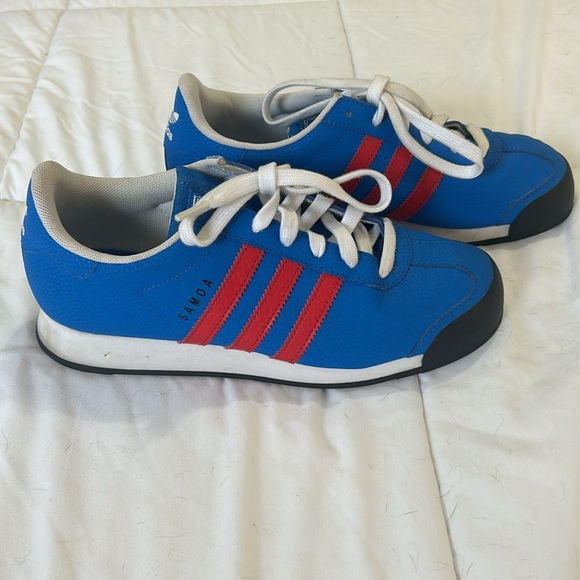 Adidas Original Samoa Retro Sneakers Blue Red Leather Size 6.5 Classic Sneakers - Picture 2 of 7